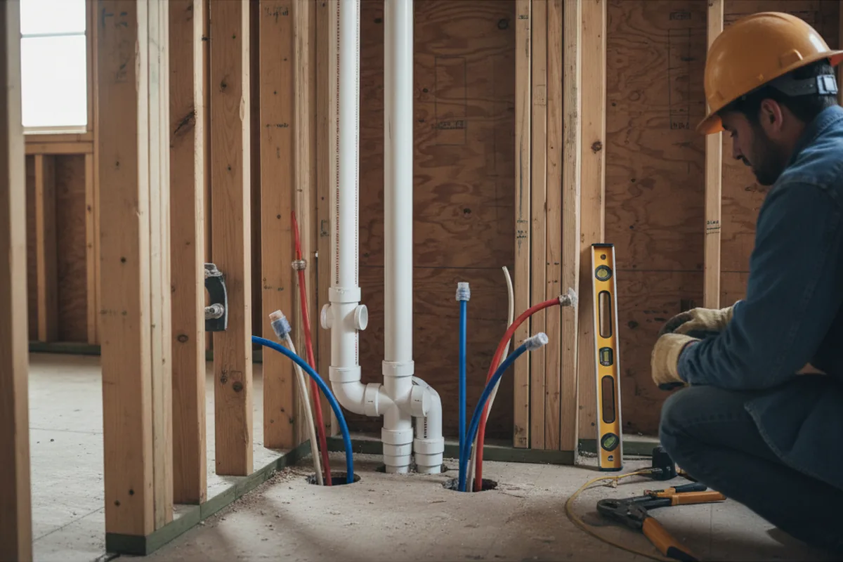 Drain and supply rough-in during Toilet Repair and Installation in Mcchord Afb